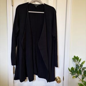 Eileen Fisher black open front silk blend cardigan 3X